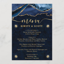 Elegante boda de ágata falsa azul y dorado