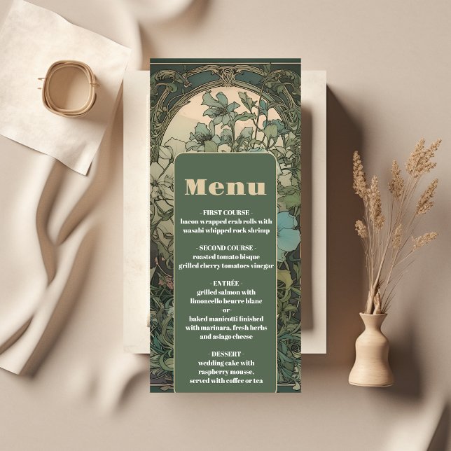 Menú Elegante Boda de Art Nouveau floral (Subido por el creador)