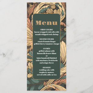 Menú Elegante Boda de Art Nouveau floral