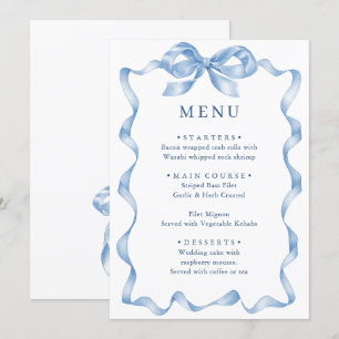 Menú Elegante Boda de barniz azul turbio