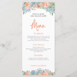Menú Elegante Boda de borde de hojas florales de color