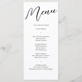 Menú Elegante Boda de caligrafía floreciente negra