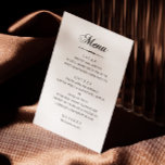Menú Elegante boda de caligrafía minimalista clásica<br><div class="desc">Menú boda de caligrafía minimalista clásico y elegante en blanco y negro. Adecuado para cumpleaños,  aniversario y cualquier otro fiesta.</div>