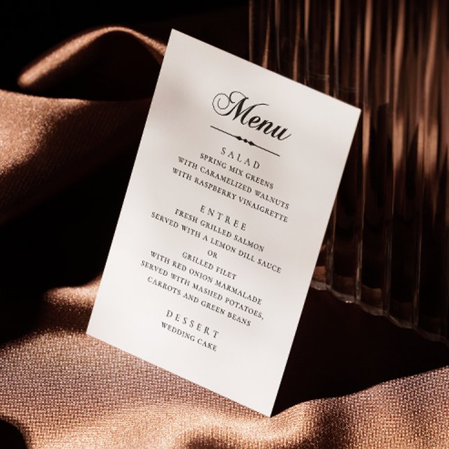 Menú Elegante boda de caligrafía minimalista clásica (Subido por el creador)