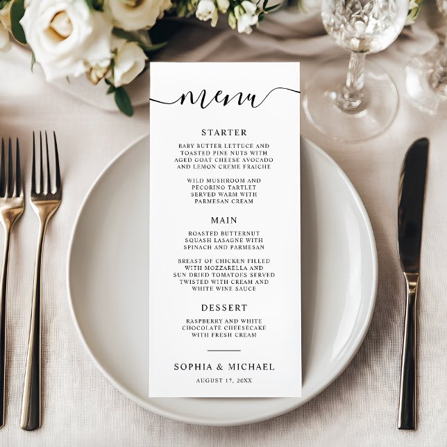 Menú Elegante Boda de caligrafía moderna (Subido por el creador)