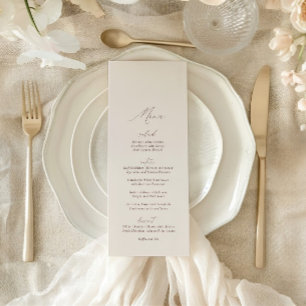 Menú Elegante Boda de Caligrafía Moderna Marfil