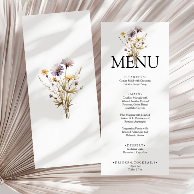 Menú Elegante Boda de cena en el jardín floral violeta (Subido por el creador)