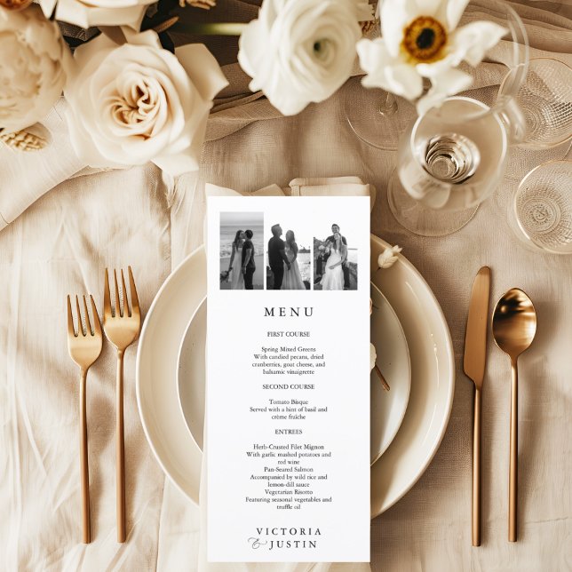 Menú Elegante Boda de Collage de fotos moderno (Subido por el creador)