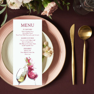 Menú Elegante Boda de danza vitivinícola roja y blanca