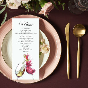 Menú Elegante Boda de danza vitivinícola roja y blanca