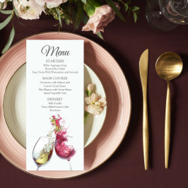 Menú Elegante Boda de danza vitivinícola roja y blanca