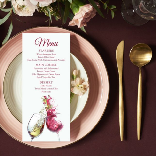 Menú Elegante Boda de danza vitivinícola roja y blanca (Subido por el creador)