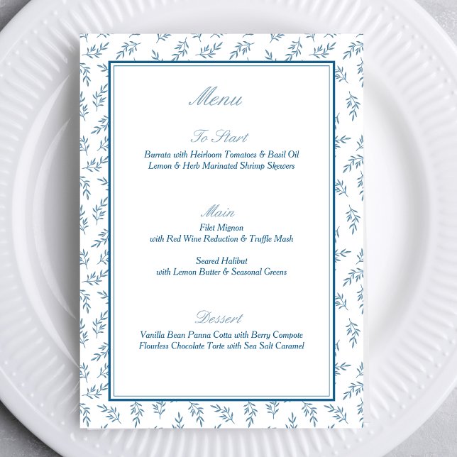 Menú Elegante Boda de Dinero Antiguo del Blue Garden (Subido por el creador)
