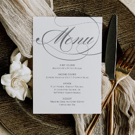 Menú Elegante boda de escritura caligráfica gris