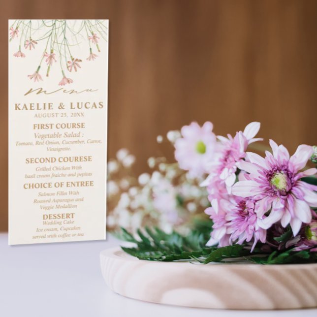 Menú Elegante Boda de flor salvaje Charm (Subido por el creador)