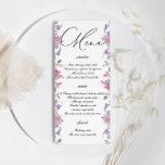 Menú Elegante Boda de Flores de Agua Lilac<br><div class="desc">Elegante menú Boda de acuarela de Lilac. Elementos coincidentes disponibles.</div>