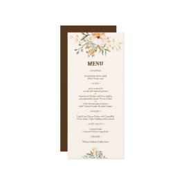 Menú Elegante Boda de flores de otoño dorado