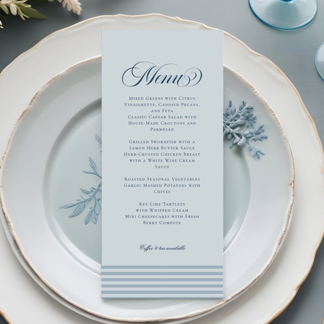 Menú Elegante Boda de Franja Azul Costera junto al Mar (Subido por el creador)