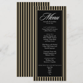 Menú Elegante Boda de franjas verticales negro y verde