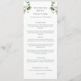 Menú Elegante Boda de guión de eucalipto