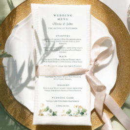 Menú Elegante Boda de guión de eucalipto
