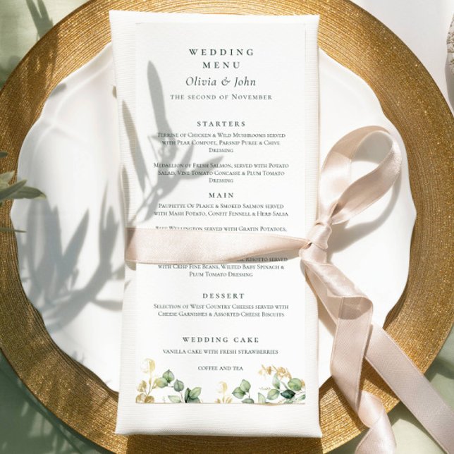 Menú Elegante Boda de guión de eucalipto (Subido por el creador)