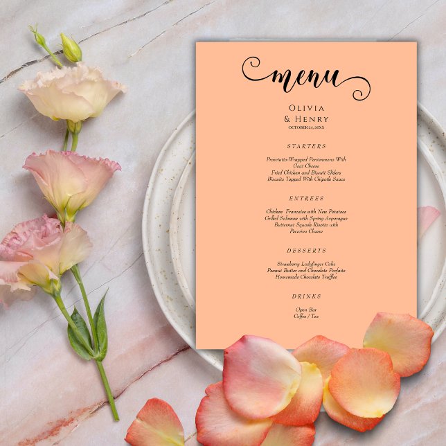 Menú Elegante Boda de guión moderno de caligrafía (Subido por el creador)