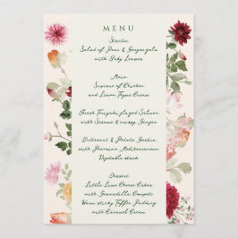 Menú Elegante Boda de Jardín con Aquarela Floral en Ver