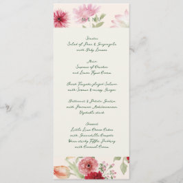 Menú Elegante Boda de Jardín Floral con Acuarela Sage