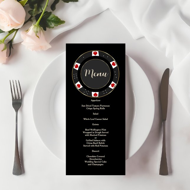 Menú Elegante Boda de juego de oro de póquer (Subido por el creador)
