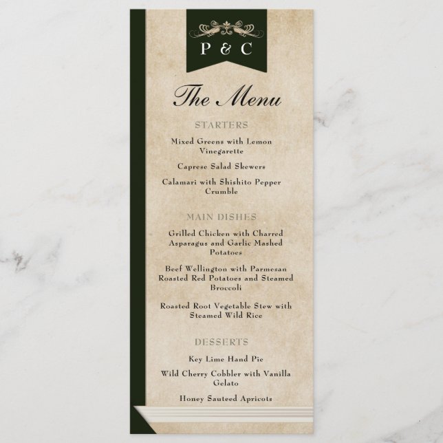 Menú Elegante Boda de la cubierta del libro de la bibli (Anverso)