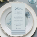 Menú Elegante Boda de la franja azul costera costera<br><div class="desc">Rellene el elegante menú Boda de rayas azules costeras de la costa con nuestro boda costero. Con un fondo azul pálido con las clásicas franjas azules medias y una refinada tipografía azul marino, la carta completa con gusto una temática náutica o costera. Equipado con elegancia y encanto, el restaurante ofrece...</div>