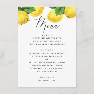 Menú Elegante Boda de Limón. Jardín Mediterráneo de Cít