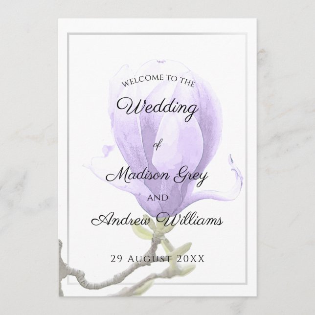 Menú Elegante Boda de Magnolia Púrpura (Anverso)