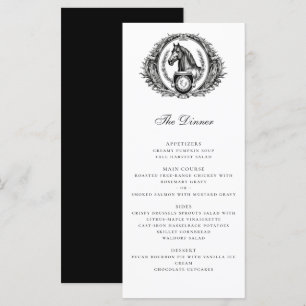 Menú Elegante Boda de Monograma Ecuestre Escudo