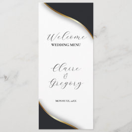Menú Elegante Boda de oro blanco negro