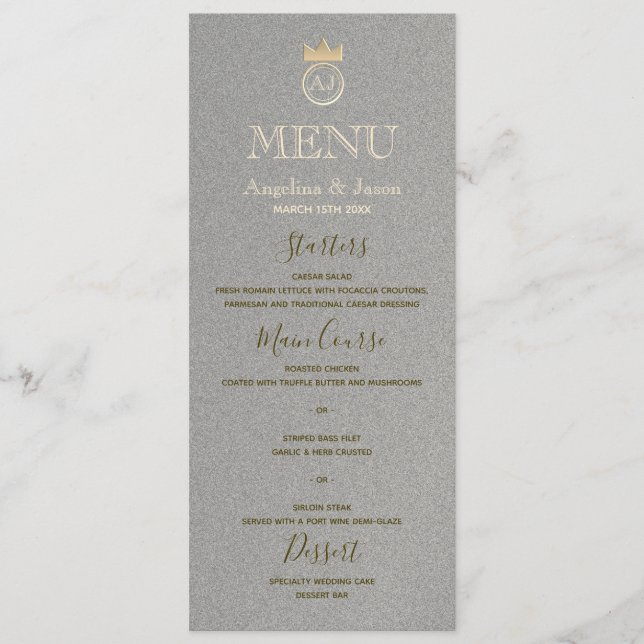 Menú Elegante Boda de Plata (Anverso)