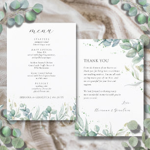 Menú Elegante Boda de presupuesto de vegetación Gracias