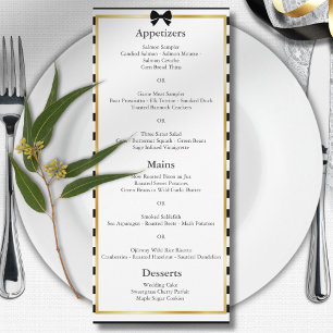 Menú Elegante boda de raya negra y blanca con marco dor