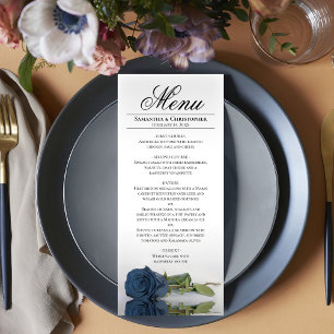 Menú Elegante Boda de Reflexiones de Rosa azul de acero