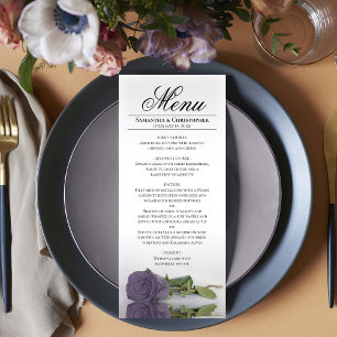 Menú Elegante Boda de Reflexiones Rosa Púrpura Polvorie