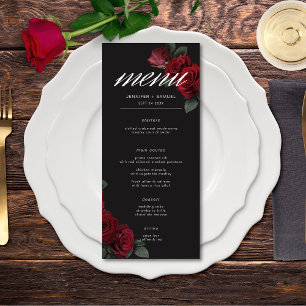 Menú Elegante Boda de rosas rojas sangrientas