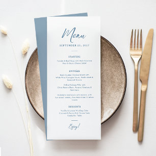 Menú Elegante Boda de texto de escritura azul turbulent