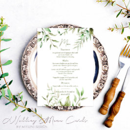 Menú Elegante Boda del follaje de eucalipto verde sabio