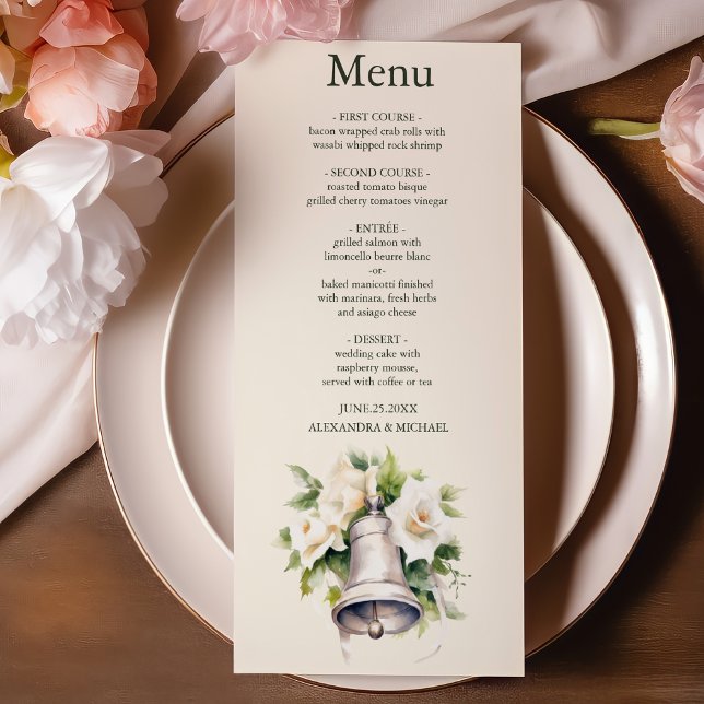 Menú Elegante Boda exótico blanco floral (Subido por el creador)