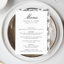 Menú Elegante Boda floral de estilo negro chino victori