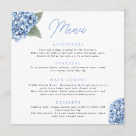 Menú Elegante Boda floral de Hydrangea azul
