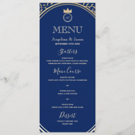 Menú Elegante Boda floral de Royal Blue y Gold