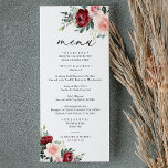 Menú Elegante Boda floral de Rubor en Borgoña<br><div class="desc">Diseñado para coordinar con nuestra colección de Blooms Románticas,  este programa de ceremonias de personalizable incluye flores de color burdeos y rubia con hojas de vegetación emparejadas con un elegante tipo de letra serif y elegantes gráficos de texto de caligrafía. Elementos coincidentes disponibles.</div>