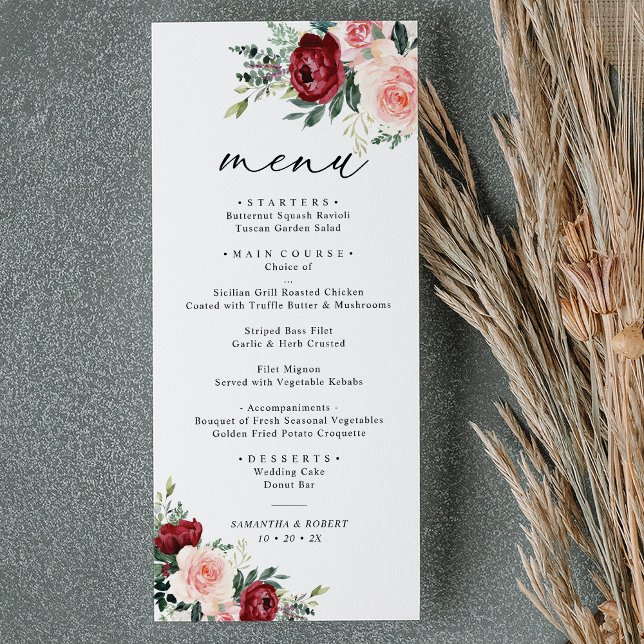 Menú Elegante Boda floral de Rubor en Borgoña (Subido por el creador)